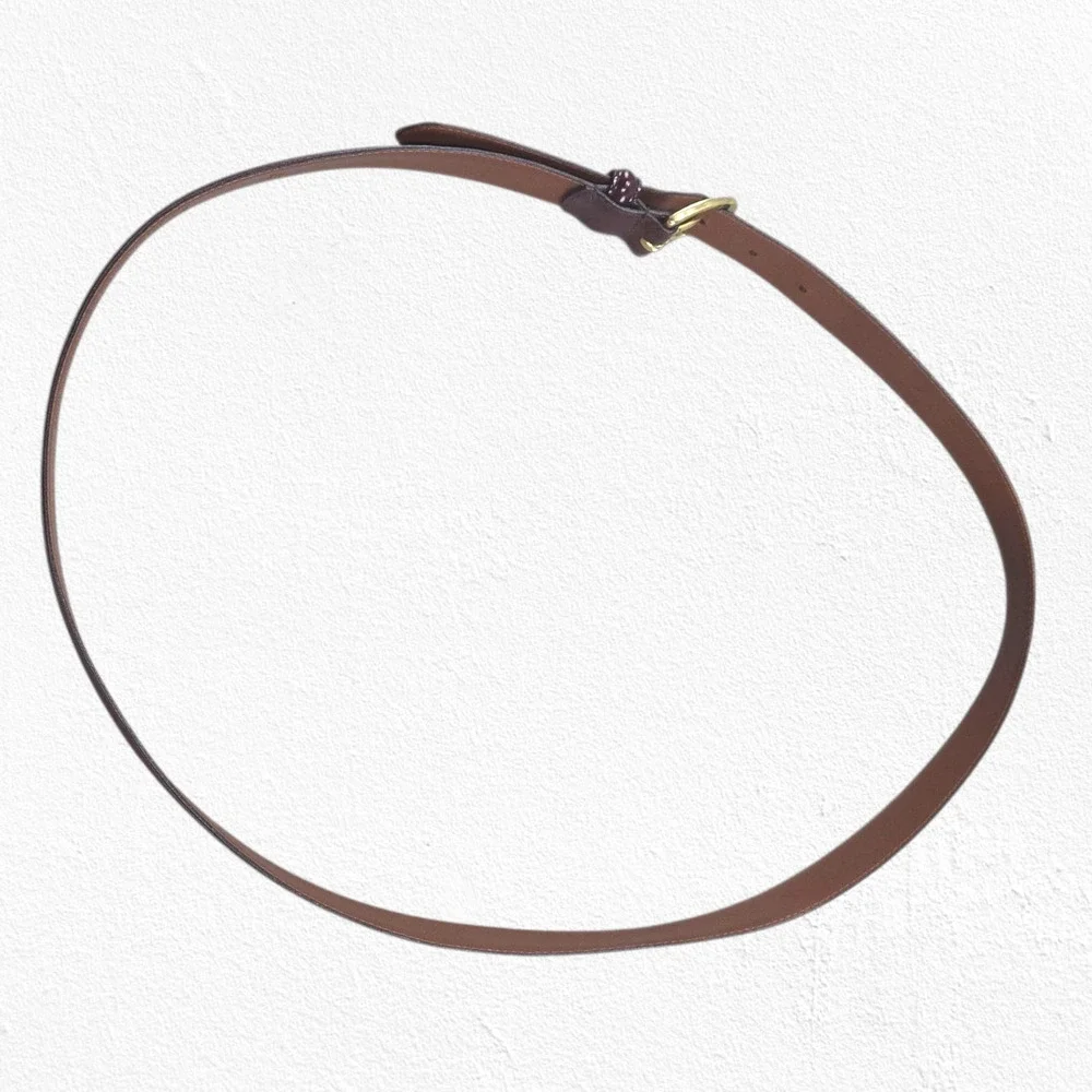 1980s Vintage Coach Solid Brass Buckle Belt 42” Mahogany Leather Classic Belt